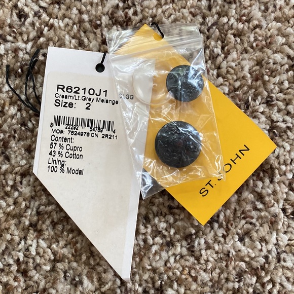 St. John Double Breasted Jacket Coat Cream Gray Size 2 wz tag - Picture 4 of 15